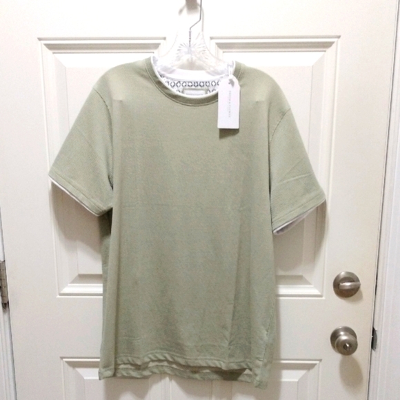 Denim & Flower Sage Green Short Sleeve Tee ,Size XL - Picture 1 of 6